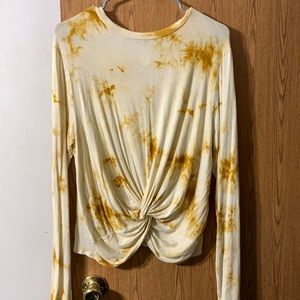 Long sleeve mustard yellow tie-dye shirt